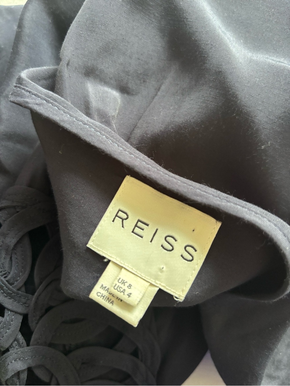 Reiss Cutout Sleeve Tie Back Fit & Flare Mini Dress Navy Size 4 - Picture 2 of 7
